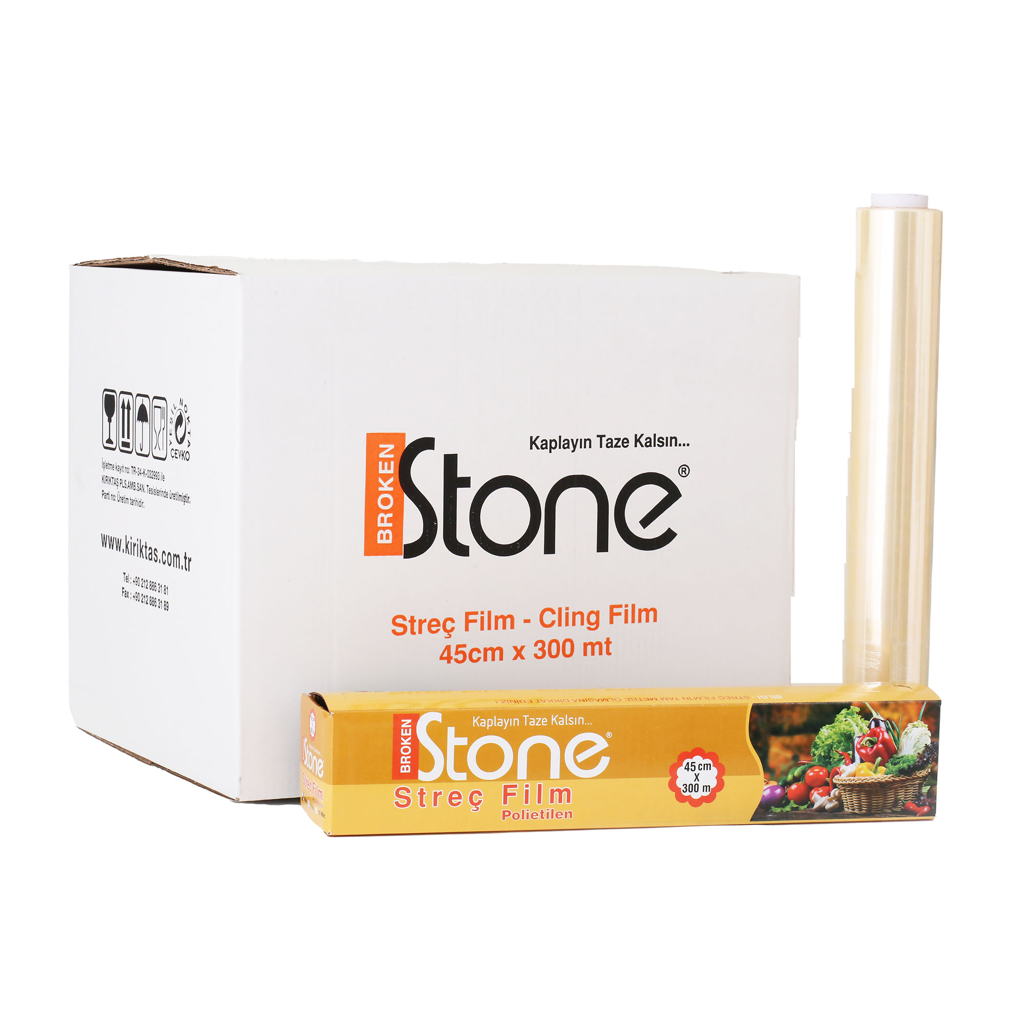 Envoltura de plástico de P.E en caja 45 cm x 300 m 8 μm